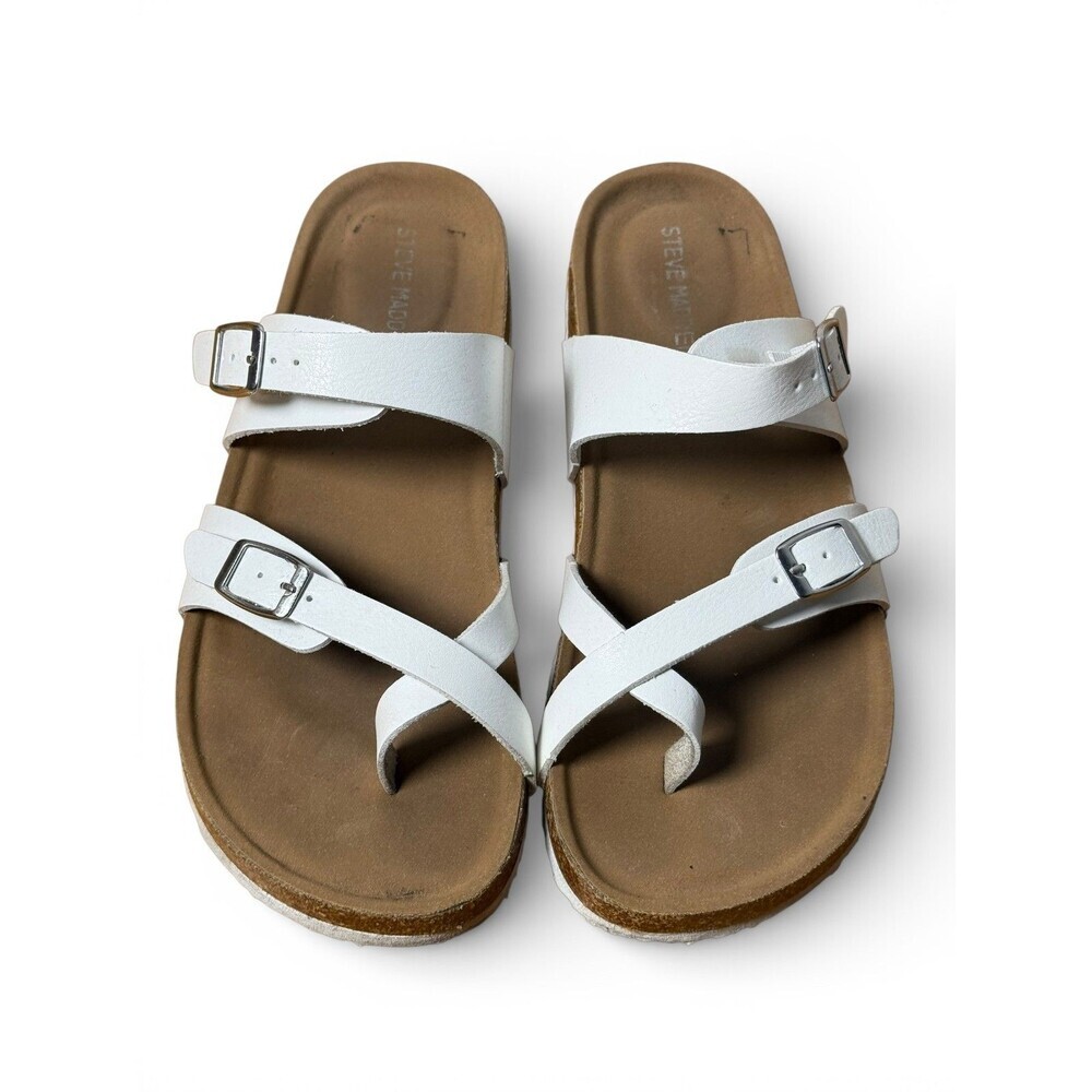 Madden Girl Bryceee Strappy Footbed White Sandal Kids Youth Size 5